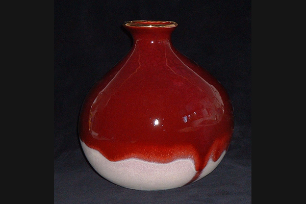 red glazed vase